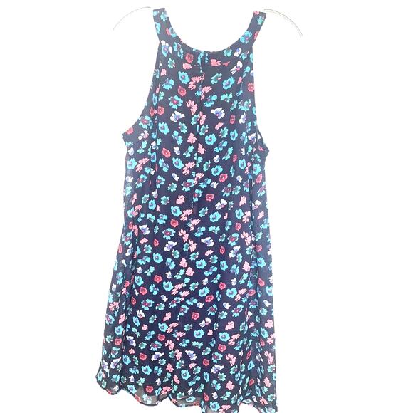 Betsey Johnson Dress 12 Black Aqua Sheer Swirl Floral Festival Whimsy Goth - Picture 2 of 6